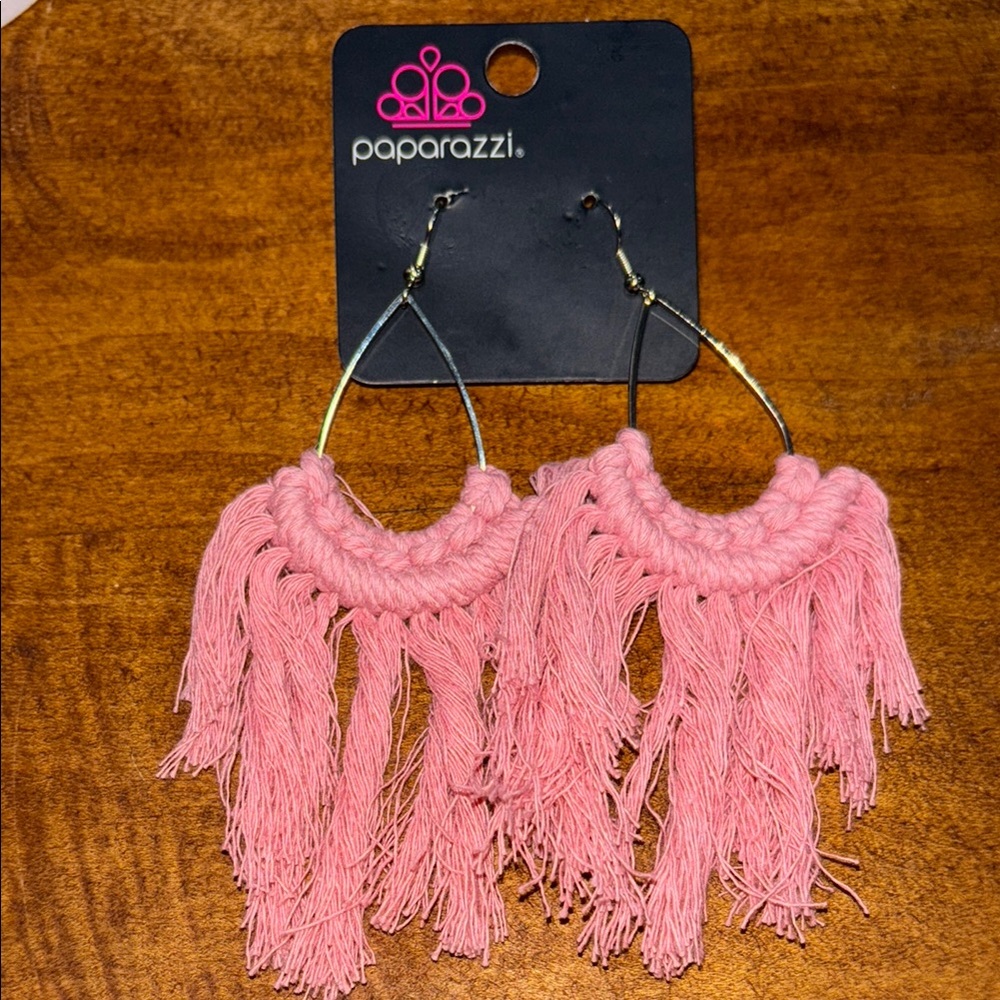 Paparazzi Pink Fringe Earrings